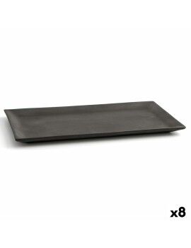 Bandeja de Aperitivos Quid Mineral Gres Negro Cerámica 15 x 30 cm (8 Unidades)