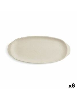 Bandeja de Aperitivos Quid Mineral Gres Beige Cerámica 13 x 30,5 cm (8 Unidades)