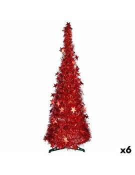 Árbol de Navidad 150 cm 38 x 38 x 150 cm Rojo Espumillón (6 Unidades)