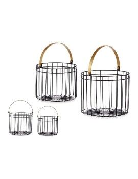 Cesta Negro Dorado Metal 25 x 27 x 25 cm Cilíndrica (2 pcs)