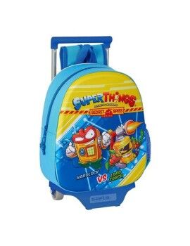 Mochila Escolar 3D com Rodas SuperThings Azul Claro