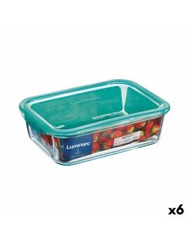 Fiambrera Rectangular con Tapa Luminarc Keep'n Lagon 16 x 11,3 x 6 cm Turquesa 820 ml Vidrio (6...