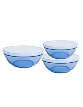 Conjunto de Tigelas Duralex Marine Azul Com tampa 3 Peças