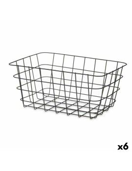 Cesta Multiusos Preto Metal 30,3 x 14 x 22,5 cm Retangular (6 Unidades)