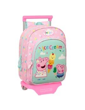 Mochila Escolar com Rodas Peppa Pig Ice cream Cor de Rosa Menta 26 x 34 x 11 cm