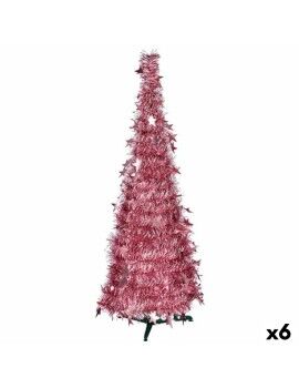 Árvore de Natal Cor de Rosa Enfeite Cintilante 38 x 38 x 150 cm (6 Unidades)