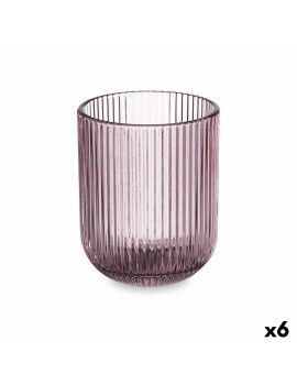 Vaso Rayas Rosa Cristal 270 ml (6 Unidades)