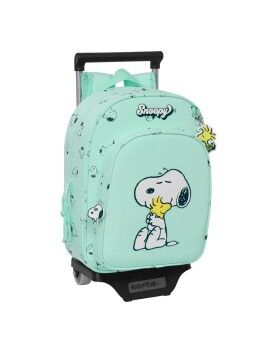 Mochila Escolar com Rodas Snoopy Groovy Verde 26 x 34 x 11 cm