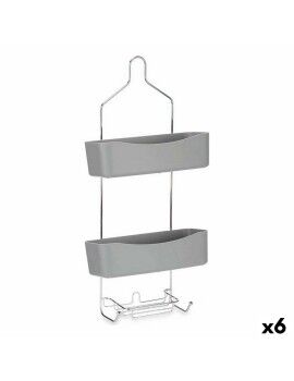 Suporte para o Chuveiro 28 x 60 x 14 cm Cinzento Metal Plástico (6 Unidades)