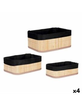 Organizador Conjunto Preto Natural Bambu 31 x 12 x 21 cm (4 Unidades)