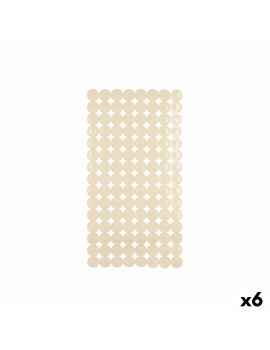 Tapete Antiderrapante para Duche Bege PVC 68 x 36 x 1 cm (6 Unidades)