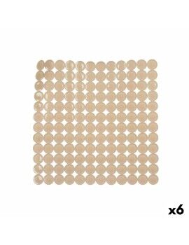 Alfombrilla Antideslizante para Ducha Beige PVC 54 x 54 x 1 cm (6 Unidades)