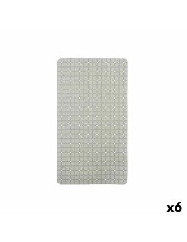 Alfombrilla Antideslizante para Ducha Cuadros Gris PVC 67,7 x 38,5 x 0,7 cm (6 Unidades)