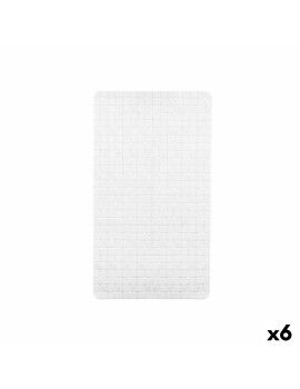 Alfombrilla Antideslizante para Ducha Cuadros Blanco PVC 67,7 x 38,5 x 0,7 cm (6 Unidades)