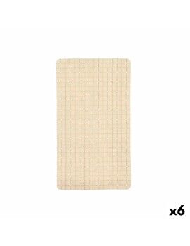 Alfombrilla Antideslizante para Ducha Cuadros Beige PVC 67,7 x 38,5 x 0,7 cm (6 Unidades)