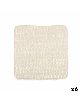 Alfombrilla Antideslizante para Ducha Beige PVC 53 x 52,5 x 1 cm (6 Unidades)