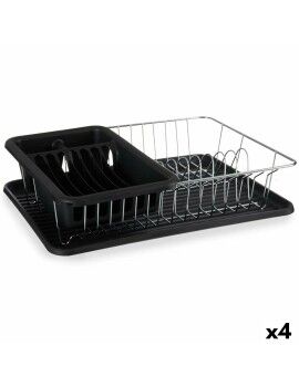 Escurridor para Fregadero Negro Metal Plástico 43,5 x 11 x 33,5 cm (4 Unidades)