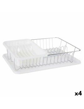 Escorredor de Louça Branco Metal Plástico 43,5 x 11 x 33,5 cm (4 Unidades)