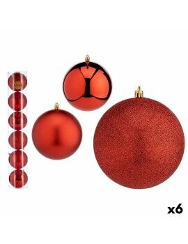 Set de Bolas de Navidad Rojo Plástico Ø 12 cm (6 Unidades)