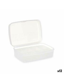 Caja con compartimentos Blanco Transparente Plástico 21,5 x 8,5 x 15 cm (12 Unidades)