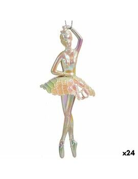 Adorno Navideño Bailarina Nácar Plástico Purpurina 6,7 x 16 x 6,7 cm (24 Unidades)