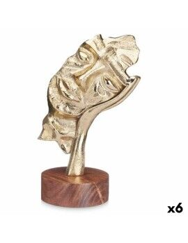 Figura Decorativa Face Dourado Madeira Metal 16,5 x 26,5 x 11 cm