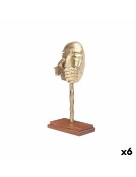 Figura Decorativa Face Dourado Madeira Metal 17 x 33,5 x 10 cm