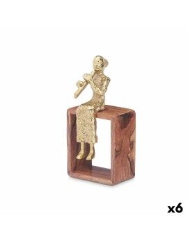 Figura Decorativa Flauta Doce Castanho Madeira Metal 13 x 27 x 13 cm