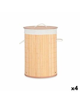 Cesto de Roupa Suja Natural Metal Bambu Madeira MDF 48 L 37 x 50 x 37 cm (4 Unidades)