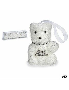 Conjunto de Decorações de Natal Urso Prateado Branco 5,5 x 7 x 5,5 cm (12 Unidades)