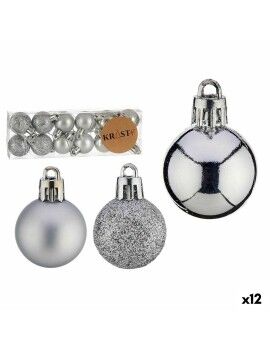 Conjunto de bolas de Natal Prateado PVC Ø 3 cm (12 Unidades)