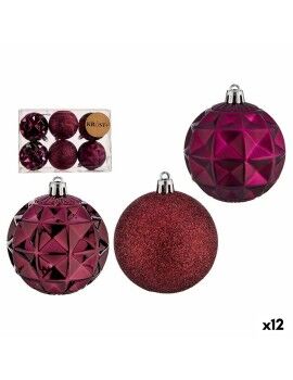 Conjunto de bolas de Natal Roxo PVC Ø 7 cm (12 Unidades)