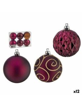 Conjunto de bolas de Natal Roxo Plástico Ø 6 cm (12 Unidades)