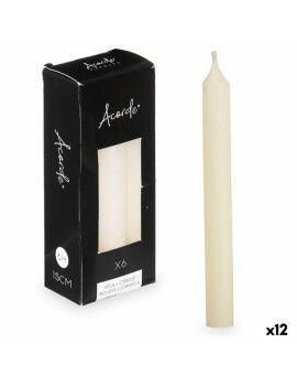 Set de Velas 2 x 2 x 15 cm Crema (12 Unidades)