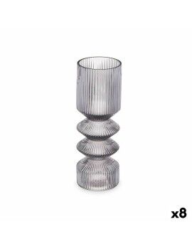 Vaso Riscas Cinzento Cristal 8 x 23 x 8 cm (8 Unidades)