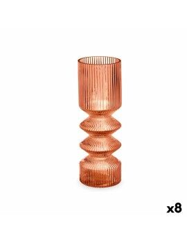 Vaso Riscas Laranja Cristal 8 x 23 x 8 cm (8 Unidades)