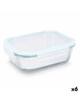 Fiambrera Transparente Silicona Vidrio de Borosilicato 2,2 L 27 x 9 x 22 cm (6 Unidades)