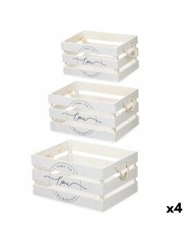 Juego de Cajas Decorativas Love 3 Piezas Blanco Madera (4 Unidades)