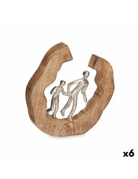 Figura Decorativa Familia Plateado Metal 24,5 x 24,5 x 5 cm (6 Unidades)