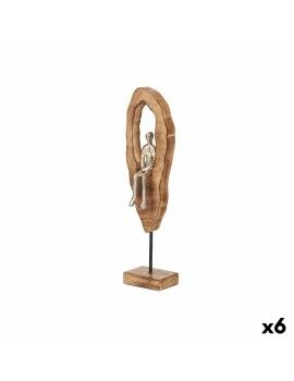 Figura Decorativa Sentado Plateado Metal 10 x 41,5 x 7,5 cm (6 Unidades)