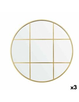 Espejo de pared Ventana Dorado Poliestireno 80 x 80 x 3 cm (3 Unidades)