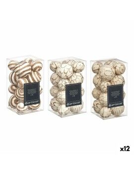 Set de Bolas Decorativas Marrón Blanco (12 Unidades)