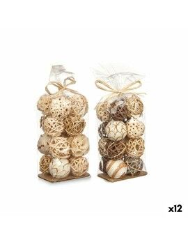 Conjunto de bolas decorativas Branco Castanho (12 Unidades)