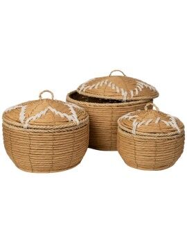 Juego de Cajas Decorativas Romimex Natural Fibra natural Con Tapa 3 Piezas