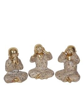 Conjunto de Figuras Romimex Dourado Monge 17 x 22 x 15 cm 3 Peças