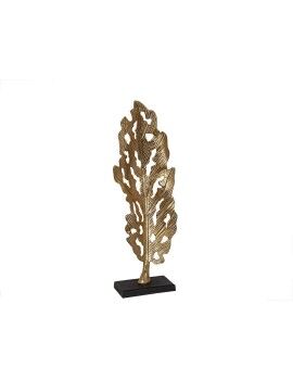 Escultura Romimex Negro Dorado Aluminio Madera MDF 32 x 89 x 14 cm Hoja de planta