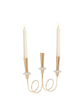 Candelabro Romimex Dorado Metal Vidrio Nudo 26 x 10 x 27 cm