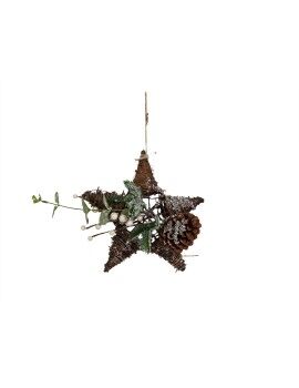 Estrella de Navidad Romimex Marrón Verde Polietileno 25 x 25 x 10 cm Piña de pino Perlas