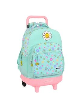 Mochila Escolar com Rodas Smiley Summer fun Turquesa 33 X 45 X 22 cm