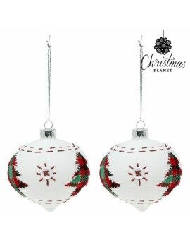 Bolas de Natal 8 cm (2 uds) Cristal Branco